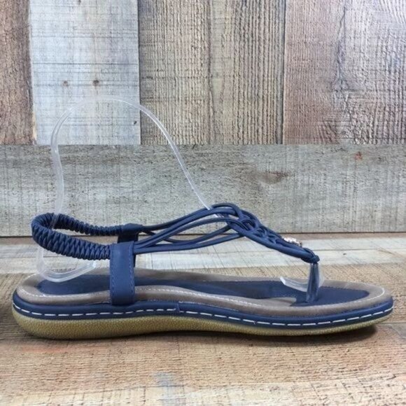 Socofy Blue‎ Strappy Braided Thong SandalsWomens 39 8 Slingback - Picture 5 of 12